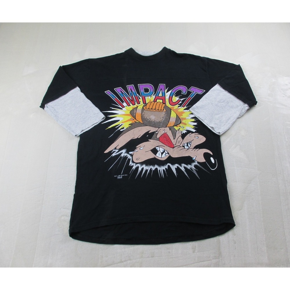 VINTAGE Looney Tunes Shirt Mens Large Black Wile E. Coyote Cotton‎ USA 95*